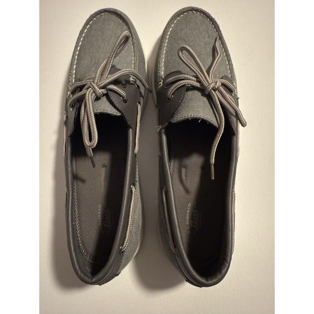GH Bass & Co Mens Dock Boat Shoes Grey Canvas Loafers 12 M